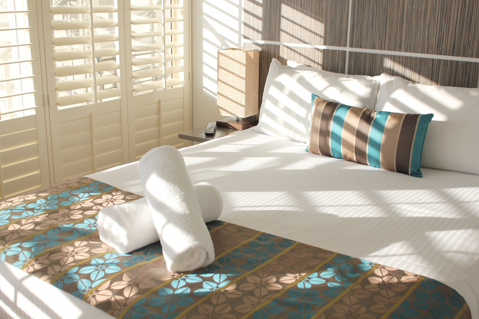 Modern hotel bedroom interior