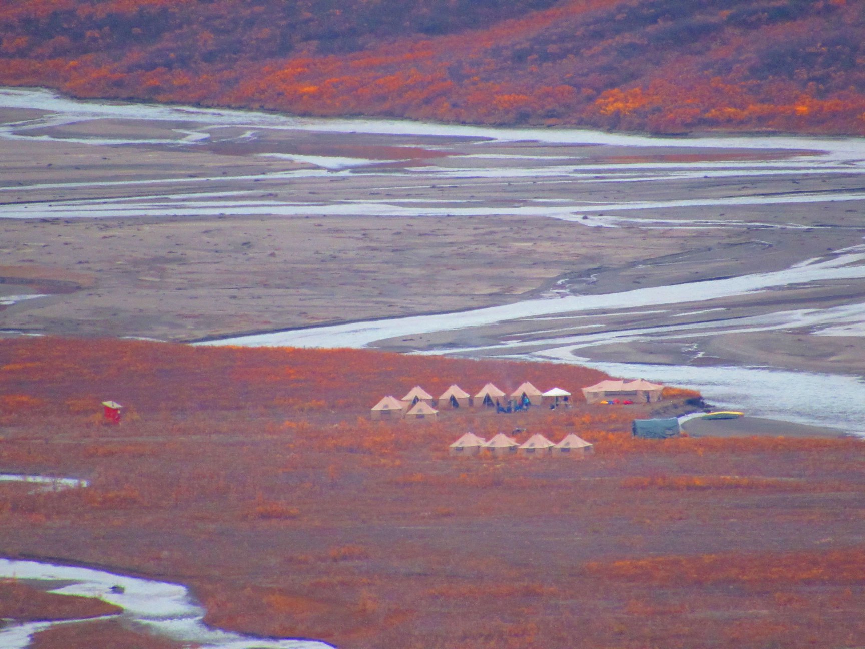 Tent camp orange fall valley