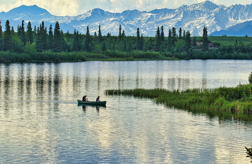 Fishing and canoe